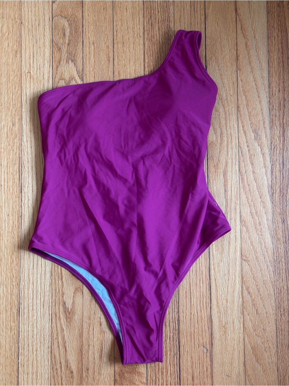 One-Shoulder Women’s One-Piece Swimsuit in Magenta
